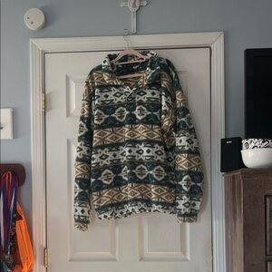 Men's Patterned aztec print quarter button down